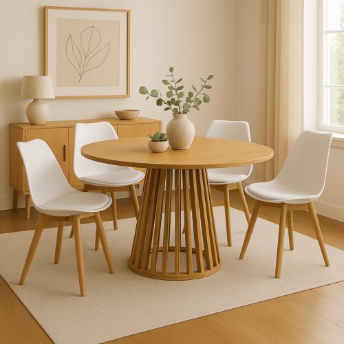 Τραπέζι Domonic pakoworld φυσικό Φ120x75εκ (x1)