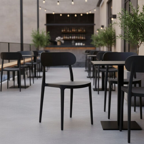 Καρέκλα Amvroan στοιβαζόμενη pakoworld με UV protection ανθρακί pp 51x49x79.5εκ (x1)