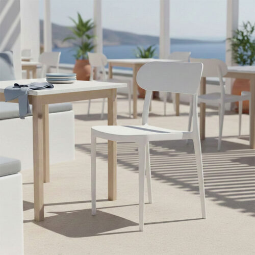 Καρέκλα Amvroan στοιβαζόμενη pakoworld με UV protection λευκό pp 51x49x79.5εκ (x1)