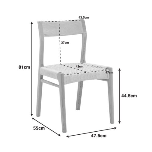 Καρέκλα Karlinda pakoworld ξύλο οξιάς-έδρα σχοινί σε φυσική απόχρωση 47.5x55x81εκ (x1)