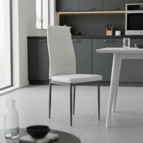 Καρέκλα Parker pakoworld μέταλλο-PU λευκό-ανθρακί πόδι 42x48x98εκ (x4)