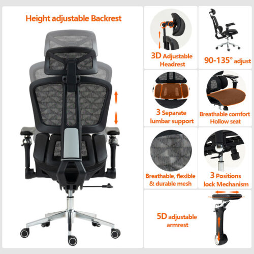 Καρέκλα γραφείου διευθυντή Jeffer pakoworld mesh σε μαύρη απόχρωση 67x62x115-125εκ (x1)