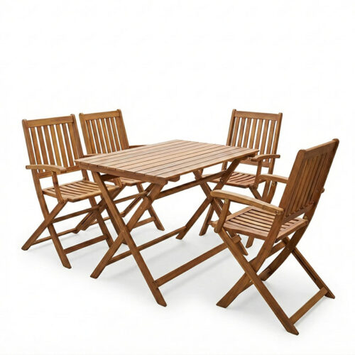 Τραπεζαρία Joter-Jaybo pakoworld σετ 5τεμ πτυσσόμενο φυσικό μασίφ ξύλο ακακίας 100x65x72εκ (x1)