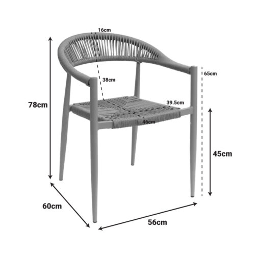 Πολυθρόνα Fagen pakoworld στοιβαζόμενη λευκό αλουμίνιο-φυσικό textilene 56x60x78εκ (x1)
