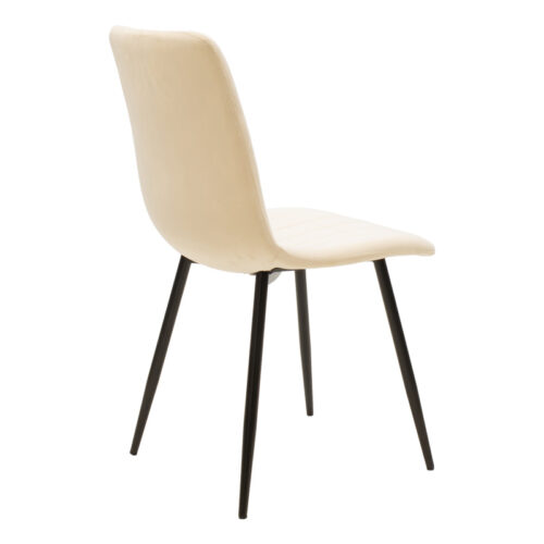 Καρέκλα Noor pakoworld μπεζ βελούδο με πόδι μετάλλου σε μαύρη απόχρωση 44x53x86εκ (x4)