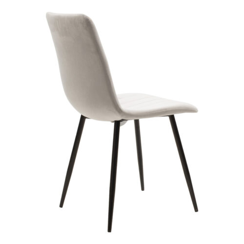 Καρέκλα Noor pakoworld γκρι βελούδο με πόδι μετάλλου σε μαύρη απόχρωση 44x53x86εκ (x4)