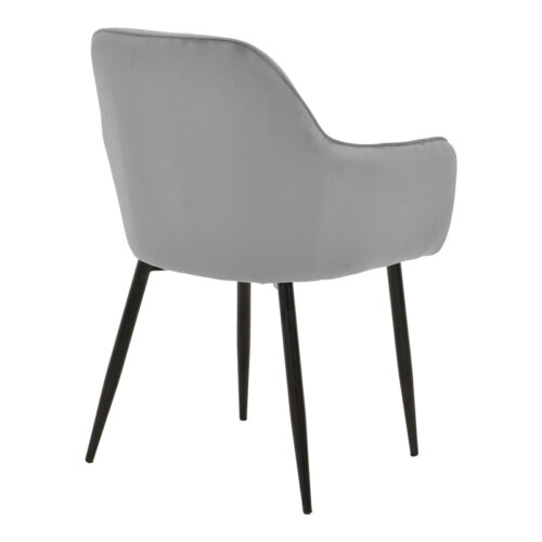 Πολυθρόνα Noor pakoworld γκρι βελούδο με πόδι μετάλλου σε μαύρη απόχρωση 58x58x86εκ (x2)