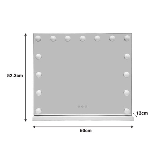 Καθρέπτης Led Hollywood pakoworld μέταλλο λευκό 60x12x52.3εκ (x1)