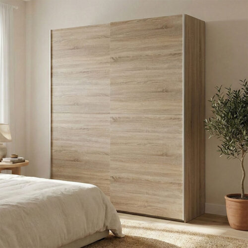 Ντουλάπα ρούχων Noez pakoworld δίφυλλη με ράφια sonoma μελαμίνης 170.5x61x190.5εκ (x1)