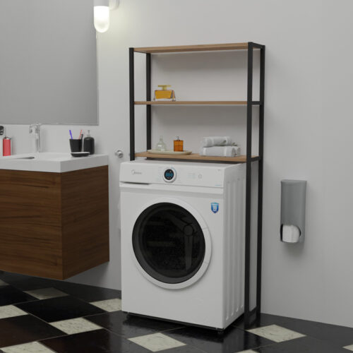 Έπιπλο πλυντηρίου Bothy pakoworld oak μελαμίνης-μαύρο μέταλλο 73x22x150εκ (x1)