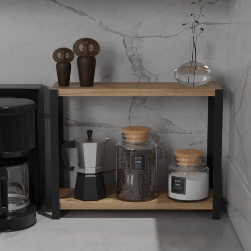 Επιτραπέζια ραφιέρα Lerf pakoworld oak μελαμίνης-μαύρο μέταλλο 48x17x40εκ (x1)