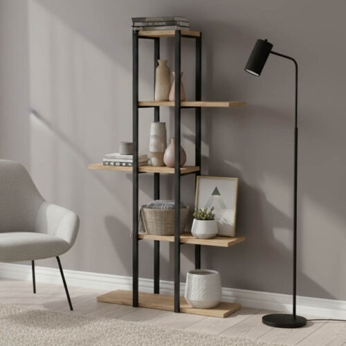 Επιδαπέδια ραφιέρα Ploko pakoworld oak μελαμίνης-μαύρο μέταλλο 60x24.7x111εκ (x1)