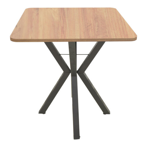 Τραπέζι Prestone pakoworld oak μελαμίνης-μαύρο μέταλλο 70x70x75εκ (x1)