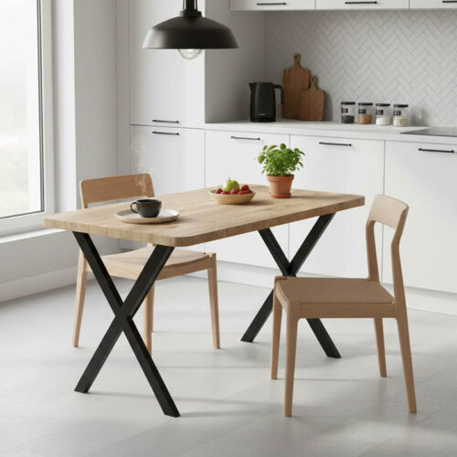 Τραπέζι Zeryin pakoworld oak μελαμίνης-μαύρο μέταλλο 110x70x75εκ (x1)