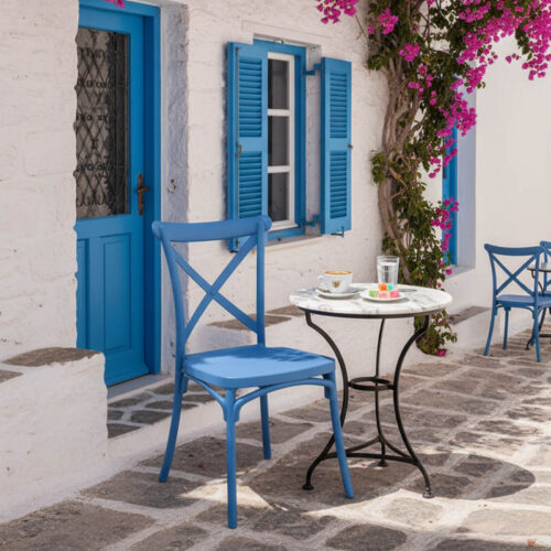 Καρέκλα Crossie pakoworld στοιβαζόμενη pp σε απόχρωση μπλε 38x46.5x82εκ (x1)