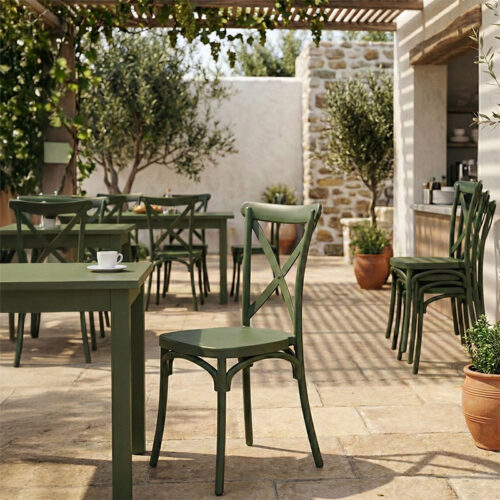 Καρέκλα Crossie pakoworld στοιβαζόμενη pp σε σκούρο πράσινο απόχρωση 38x46.5x82εκ (x1)