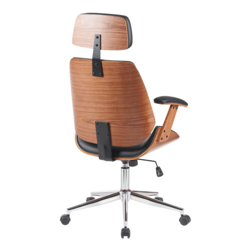 Καρέκλα γραφείου διευθυντή Fetseno pakoworld μαύρο pu-βάση χρωμίου 53x56x113.5-123.5εκ (x1)