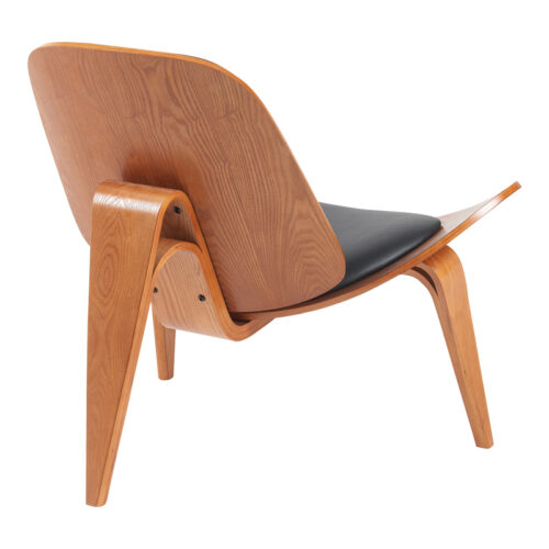 Πολυθρόνα Vilma pakoworld PU μαύρο- plywood καρυδί 90x76.5x74.5εκ (x1)