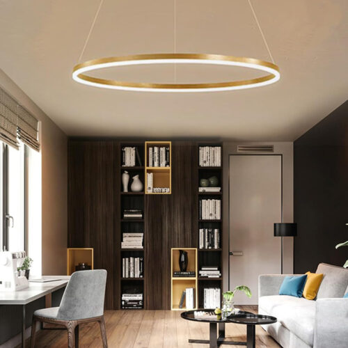 Φωτιστικό οροφής Nebrian pakoworld led μέταλλο χρυσό Φ60x15εκ (x1)