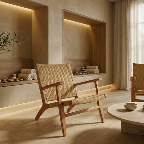 Πολυθρόνα Crosy pakoworld teak ξύλο σε φυσική απόχρωση 71x81x75εκ (x1)