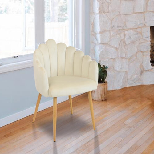 Πολυθρόνα Briella pakoworld εκρού βελούδο και μεταλλικά πόδια σε φυσική απόχρωση 60x56x84εκ (x1)