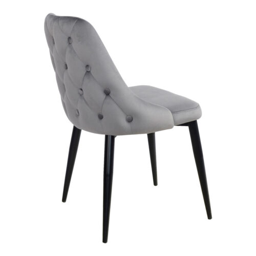 Καρέκλα Zedna pakoworld γκρι βελούδο με μαύρα μεταλλικά πόδια 51x58x84εκ (x1)