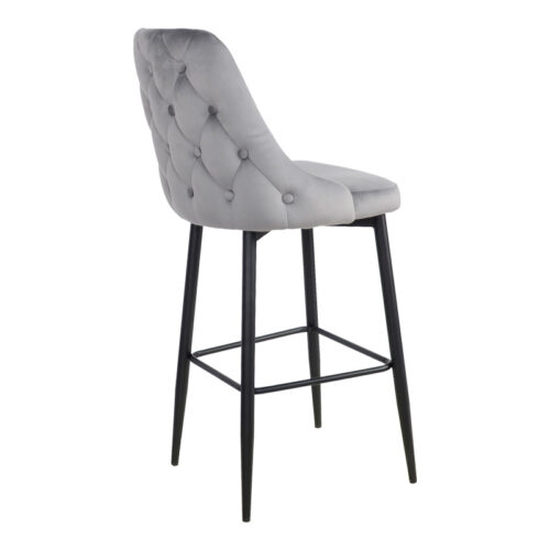 Σκαμπό μπαρ Zedna pakoworld γκρι βελούδο με μαύρα μεταλλικά πόδια 52x57x111εκ (x1)