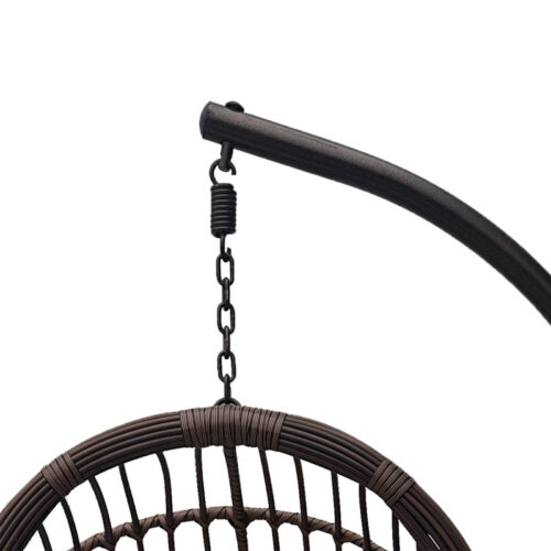 Κούνια φωλιά με βάση Cungo pakoworld μέταλλο καφέ- pe rattan καφέ με μπεζ μαξιλάρι 125x105x195εκ (x1)