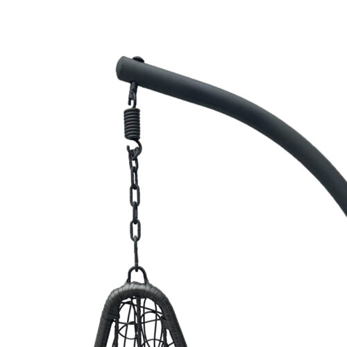 Κούνια φωλιά με βάση Soleil pakoworld μέταλλο ανθρακί- pe rattan ανθρακί με γκρι μαξιλάρι 120x95x195εκ (x1)