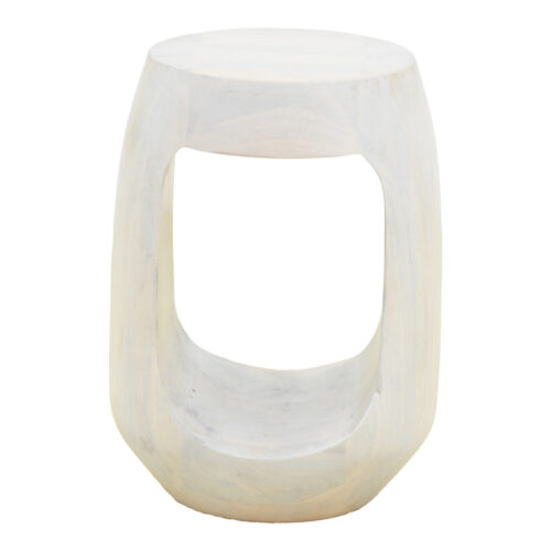 Βοηθητικό τραπέζι Lenora pakoworld μασίφ μάνγκο ξύλο λευκό Φ33x45εκ (x1)