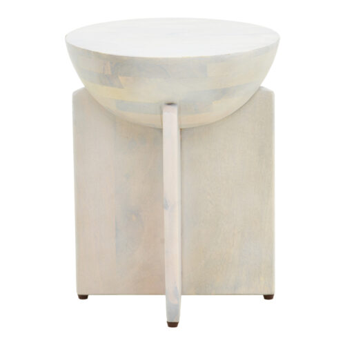 Βοηθητικό τραπέζι Jenby pakoworld μασίφ μάνγκο ξύλο λευκό Φ40x50εκ (x1)