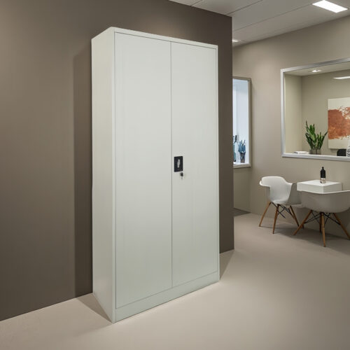 Μεταλλική ντουλάπα Zogi pakoworld με χώρισμα σε ανοιχτό γκρι 90x45x180εκ (x1)