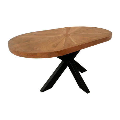 Τραπέζι σαλονιού Fardy pakoworld μασίφ ξύλο ακακίας σε φυσική απόχρωση με μαύρα μεταλλικά πόδια 120x60x45εκ (x1)