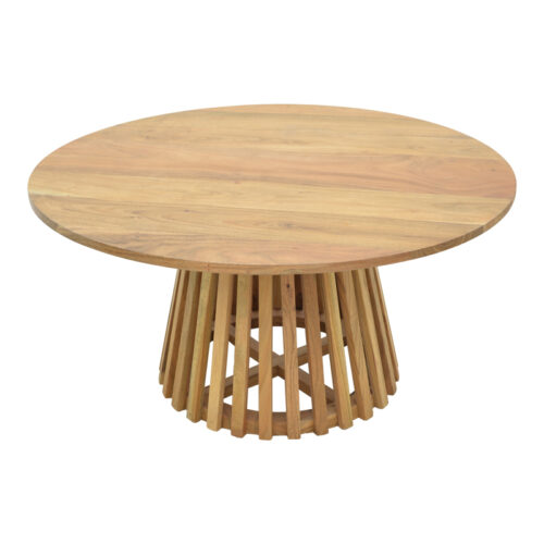 Τραπέζι σαλονιού Radiane pakoworld μασίφ ξύλο ακακίας σε φυσική απόχρωση Φ80x40εκ (x1)