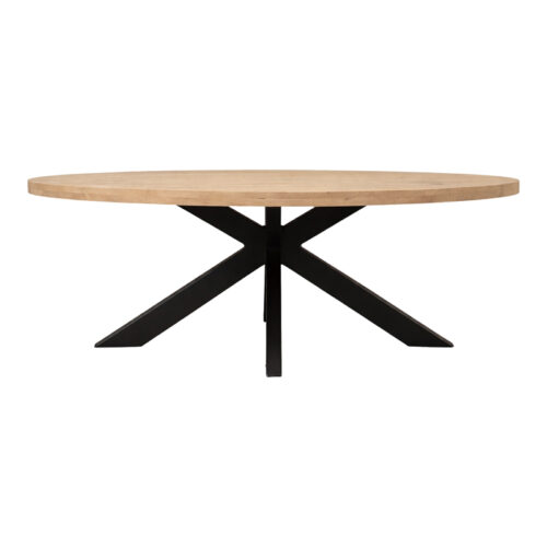 Τραπεζι Jenma pakoworld μασίφ mango ξύλο σε φυσική απόχρωση-πόδι μαύρο μέταλλο 200x100x76εκ (x1)