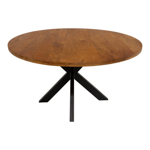 Τραπεζι Royalty pakoworld μασίφ mango ξύλο καρυδί-πόδι μαύρο μέταλλο Φ130x77εκ (x1)