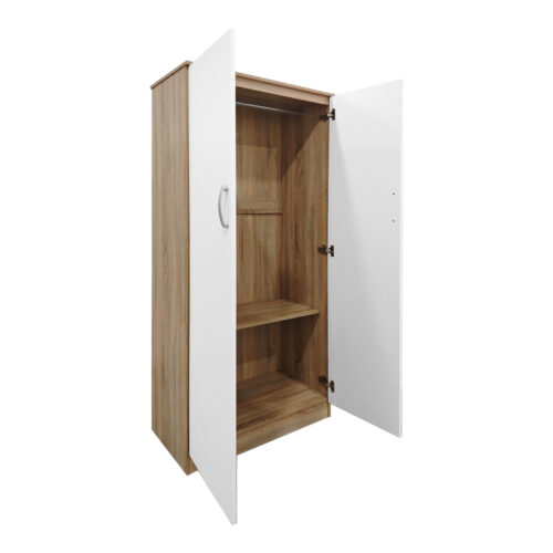 Ντουλάπα δίφυλλη Athos pakoworld σε sonoma-λευκή απόχρωση 80x42x180εκ (x1)