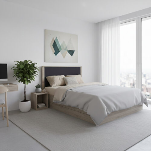 Κρεβάτι Athos pakoworld σε sonoma-ανθρακί απόχρωση 140x200εκ (x1)