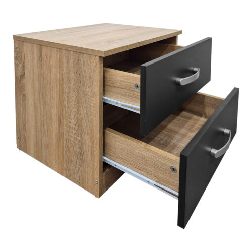 Κομοδίνο Athos pakoworld σε sonoma-ανθρακί απόχρωση 48x40x41.5εκ (x1)