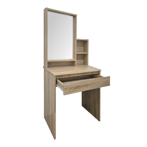 Τουαλέτα κρεβατοκάμαρας Larnia pakoworld με καθρέπτη και σκαμπό sonoma 65x40x142εκ (x1)