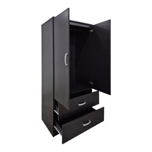 Ντουλάπα δίφυλλη με 2 συρτάρια Alvia pakoworld wenge 80x51.5x180εκ (x1)