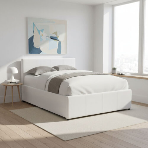 Κρεβάτι Dellia pakoworld με αποθηκευτικό χώρο pu λευκό 120x200εκ (x1)