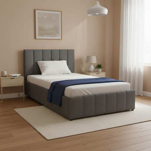 Κρεβάτι Snuggle pakoworld με αποθηκευτικό χώρο βελούδο ανθρακί 120x200εκ (x1)