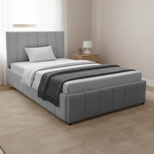 Κρεβάτι Snuggle pakoworld με αποθηκευτικό χώρο ύφασμα γκρι 120x200εκ (x1)