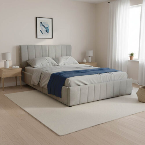 Κρεβάτι Snuggle pakoworld με αποθηκευτικό χώρο ύφασμα γκρι 160x200εκ (x1)