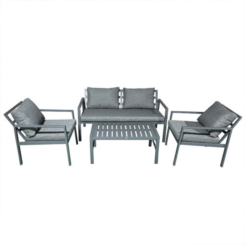 Σαλόνι Gardenly pakoworld σετ 4τμχ αλουμίνιο σε ανθρακί απόχρωση με ανθρακί μαξιλάρια (x1)