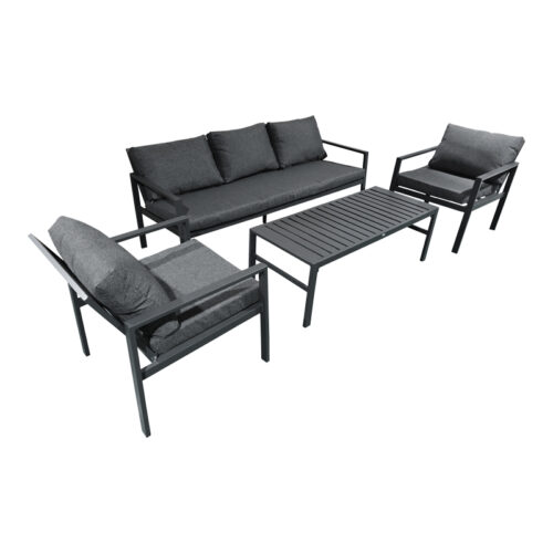 Σαλόνι Gardenly Ι pakoworld σετ 4τμχ αλουμίνιο σε ανθρακί απόχρωση με ανθρακί μαξιλάρια (x1)