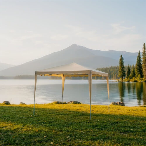 Κιόσκι Gazebo pakoworld μεταλλικός σκελετός - ύφασμα μπεζ 3x3m (x1)