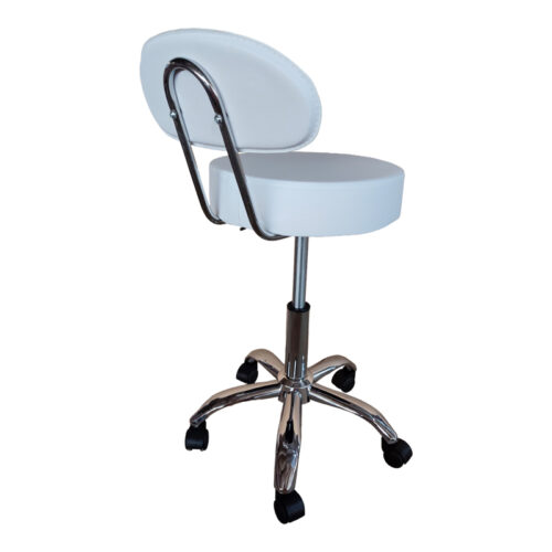 Σκαμπό γραφείου-εργασίας τροχήλατο με πλάτη Tebere pakoworld pu σε λευκή απόχρωση Φ35x66-80εκ (x1)