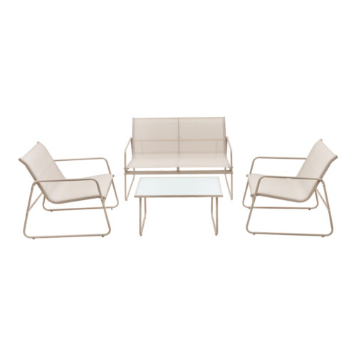 Σαλόνι εξωτερικού χώρου Veranda textilene-μέταλλο σε cappuccino απόχρωση (x1)